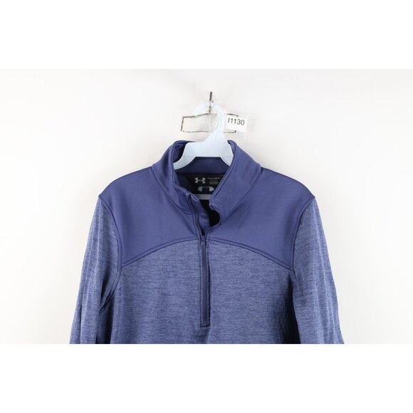 Under Armour Womens Large ColdGear Thermal Fleece Lined Half Zip Sweater Blue - Picture 2 of 14
